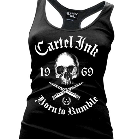 Born To Rumble Womens Racer Back Tank Top Cartel Ink