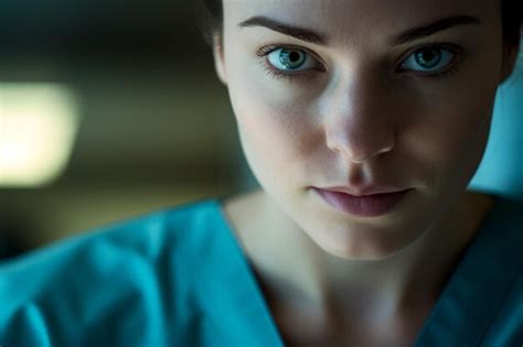 Premium Ai Image Close Up Female Portrait Hospital Nurse Caucasian