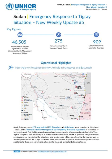 Document UNHCR Sudan Emergency Response To Tigray Situation Weekly
