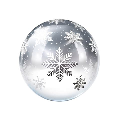 Realistic Transparent Christmas Ball With Snow And Snowflake Glass