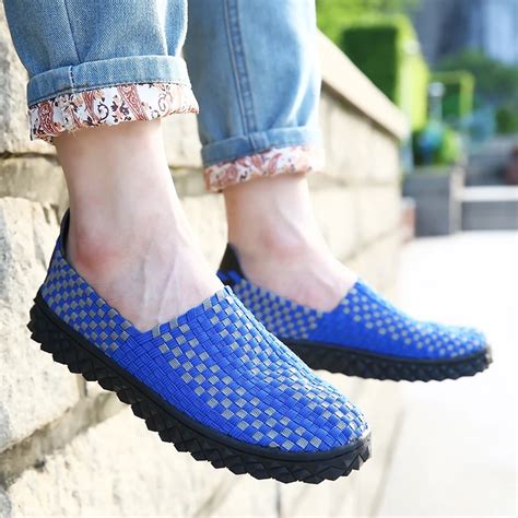 Zdrd New Womens Stretch Weave Shoes Unisex Loafers Checkered