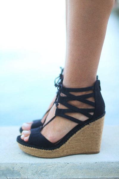 Black Strappy Wedges Black Wedges Cute Wedges Saved By The Dress