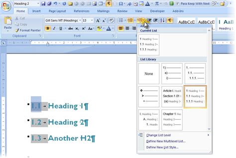 Microsoft Word Multilevel Lists Outline Template Free Word Template
