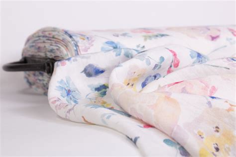 LinenBuy Pure 100 Linen Fabric Digitally Printed Vintage Flowers Linen