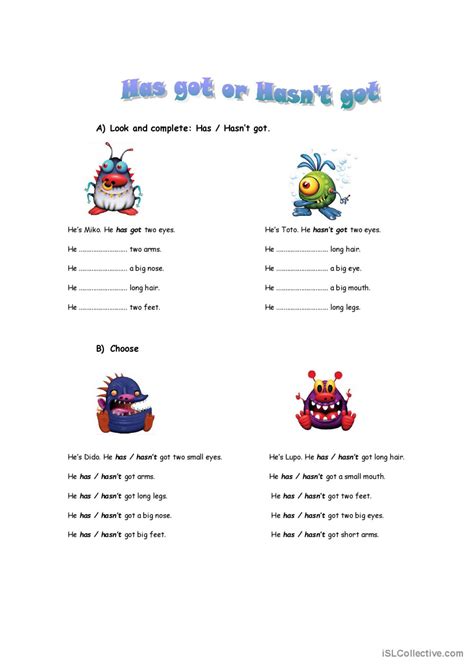 Have Got Has Got Esl Worksheet By Bburcu English Work - vrogue.co