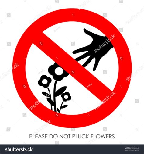 Do Not Pluck Flowers Vector Sign стоковая векторная графика без