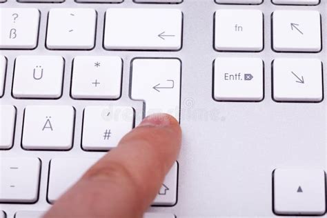 Finger Pressing On Keyboard Stock Image Image Of Digital Finger