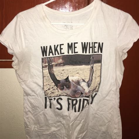 Justice Shirts And Tops Grumpy Cat Wake Me Up When Its Friday Tee