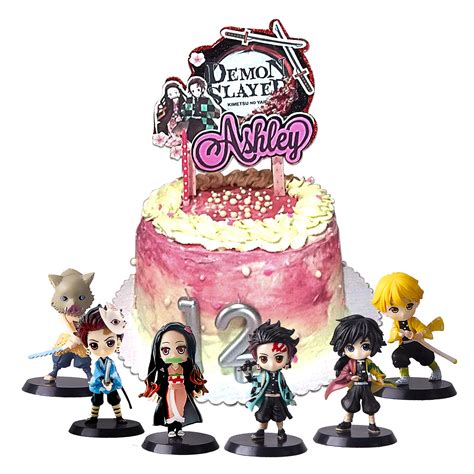 Buy 6pcs Demonandn Slayer Cake Topper De Mon Slayer Theme Party Supplies