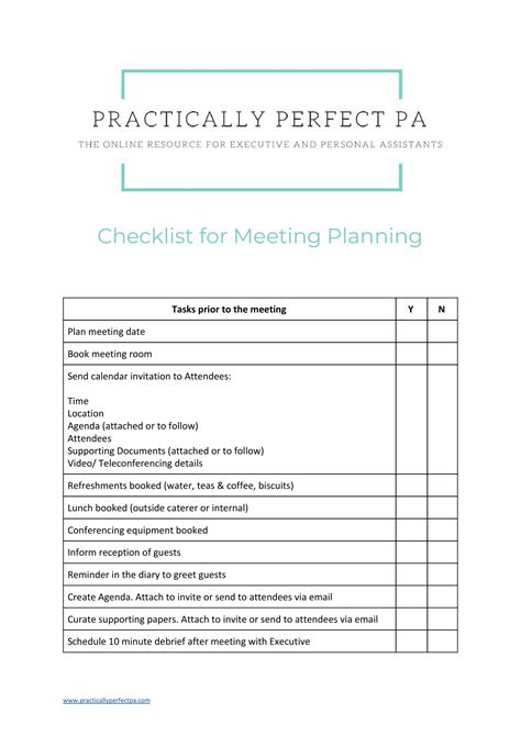 Checklist For Meeting Planning