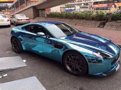 Aston Martin Vantage Gets Wireframe Ice Blue Chrome Wrap