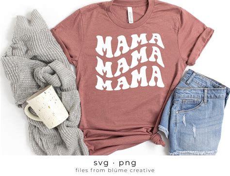 Mama Svg Wavy Stacked Letters Vintage Retro Mom Shirt Etsy