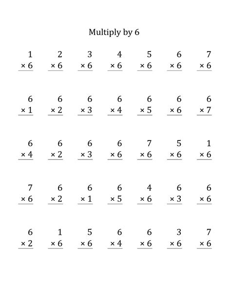 6 Multiplication Facts Worksheet