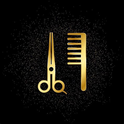 Scissors Comb Barber Gold Icon Vector Illustration Of Golden
