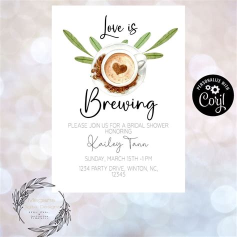 Love Is Brewing Coffee Bridal Shower Invitation Coffee Bridal Etsy
