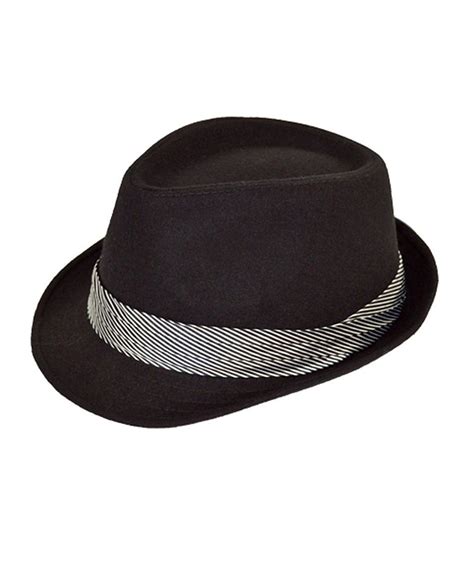 Selininy Mens Black Fedora Hat With Striped Banded Clothing Bags