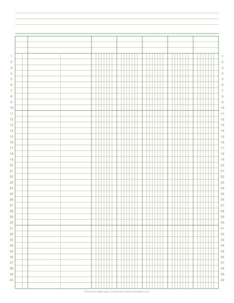 Free Printable 5 Column Ledger Paper Get What You Need For Free