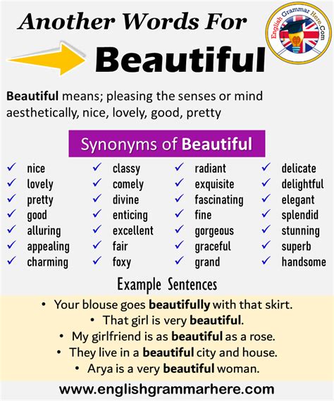 A Synonym And Antonym For Beautiful Beautifuljulllc