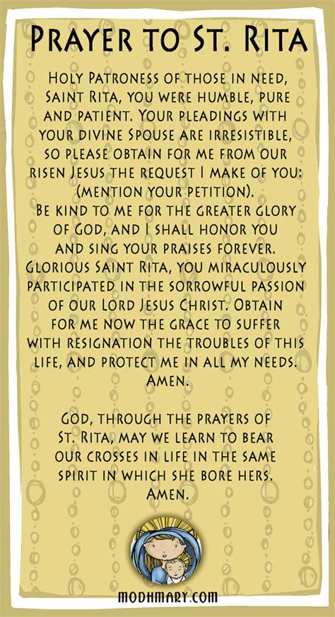 St Rita Prayer Card Etsy