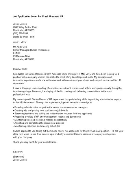 Job application letter for cleaning. Job Application Letter For Fresh Graduate Hr | Templates ...