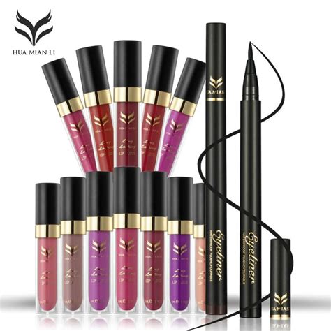Huamianli Makeup Set Of Cosmetics 12 Color Waterproof Long Lasting Lip Gloss With Quick Drying