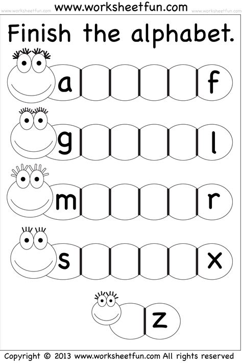 Missing Lowercase Letters – Missing Small Letters – Worksheet / FREE