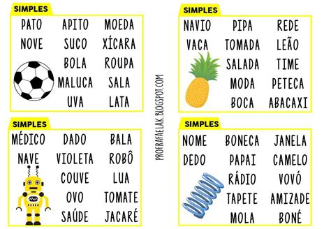 Ficha De Leitura Palavras Com Silabas Simples