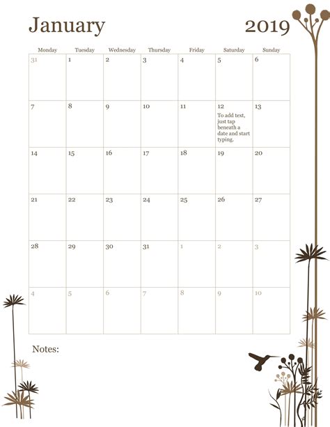 Calendar No Dates Template Calendar Template Printable