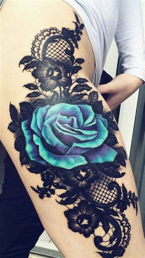 30 Of The Most Realistic Lace Tattoo Ideas Thigh Tattoos Women Rose