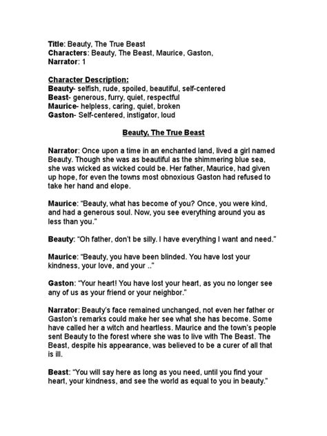 Beauty And The Beast Script Pdf