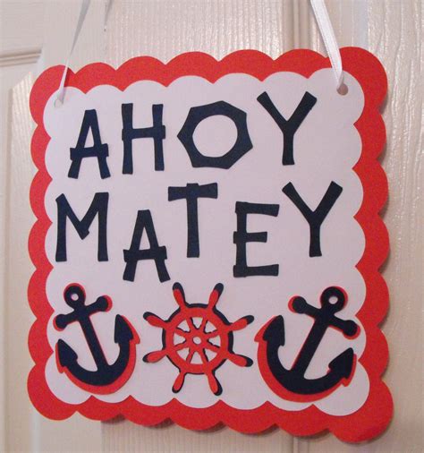 Anchor Ahoy Matey Door Sign Nautical Birthday Nautical Baby