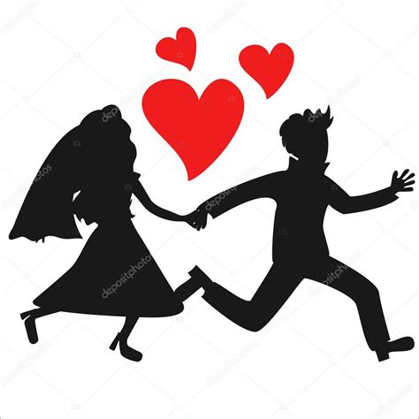 Just Married Couple Silhouettes — Stock Vector © Julymilks 74755975