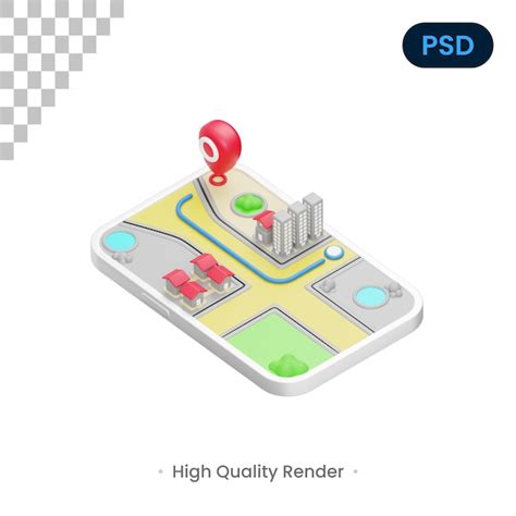 Ícone d do mapa de rotas psd premium PSD Premium