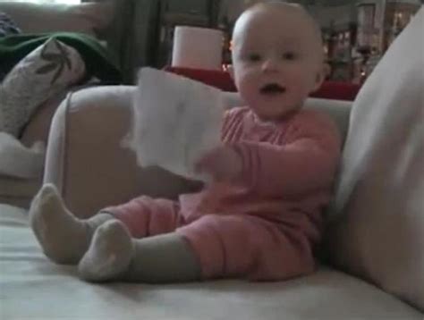 Baby Laughing Hysterically At Ripping Paper Video
