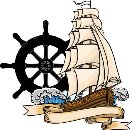 Vector Old Ship Vector Flat Cartoon Illustration White Art Nautical