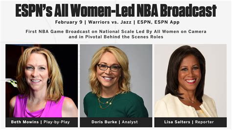 Espn To Have All Woman Crew For Warriors Jazz Game Tonight