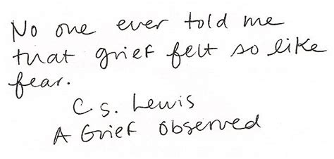 No One Ever Told Me That Grief Felt So Like Fear C S Lewis A