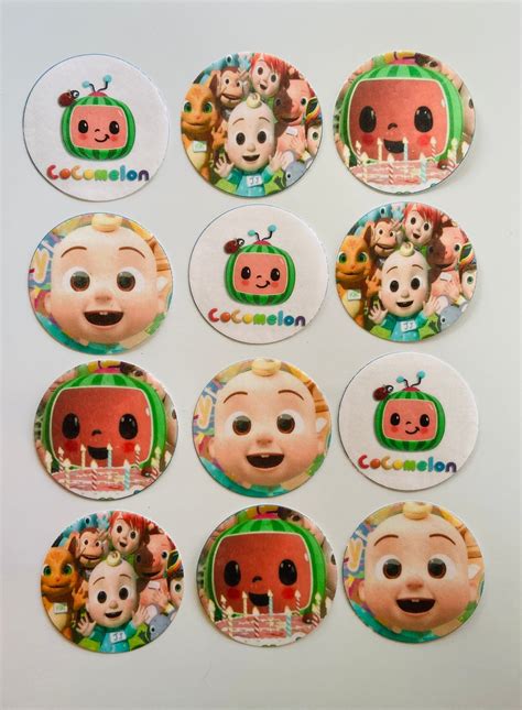 Set Of 12 Cocomelon Kids Babies Party Edible Paper Cake Cupcake