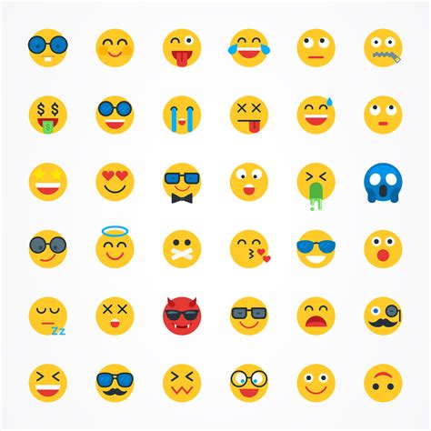 All Type Of Emojis Stickers Emoticons Flat Vector Illustration The