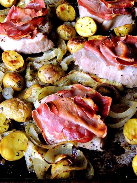 Herb stuffed roasted pork shoulder. Simple, and delicious, this Sheet Pan Pork "Saltimbocca ...