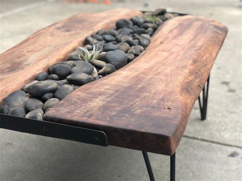 I mean, isn't that obvious? Walnut coffee table with River Rock garden in 2020 (With ...