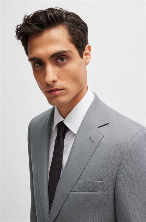BOSS - Regular-fit suit in micro-patterned stretch fabric