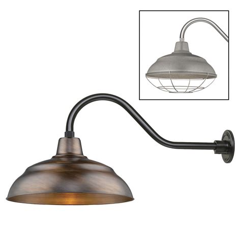 The gooseneck standard lamp is elegant and unconventional but at the same time light and lively. Copper Gooseneck Light Fixture with Warehouse Shade | Barn ...