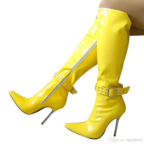 12cm High Height Sex Boots Women Boots Pointed Tops Stiletto Heel Knee
