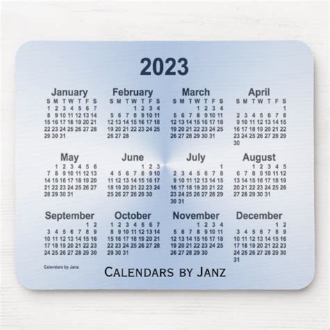 2023 Steel Blue Calendar By Janz Mouse Pad