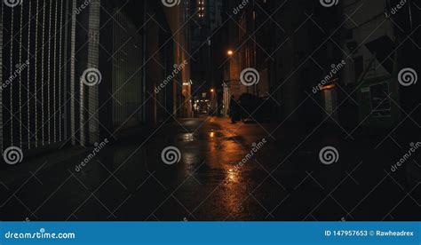 Establishing Shot Of A Dark Alleyway At Night Stock Video Video Of