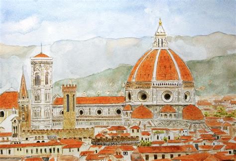 Italy Florence Cathedral Duomo Watercolor Painting Painting By Color Color
