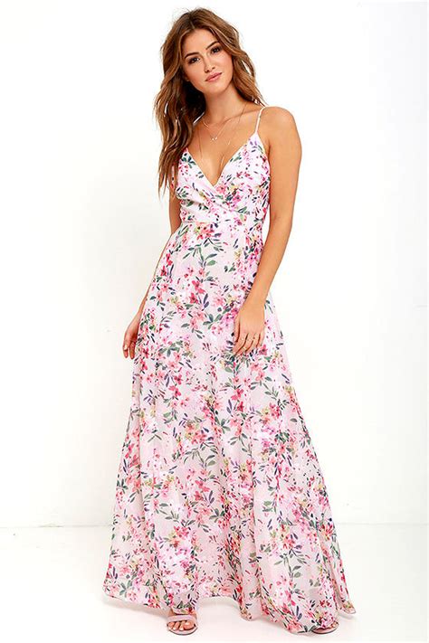Pink Floral Print Dress Maxi Dress Sleeveless Dress 8400 Lulus