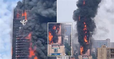 China: Massive inferno engulfs 656ft tall skyscraper in Changsha - Tech ...