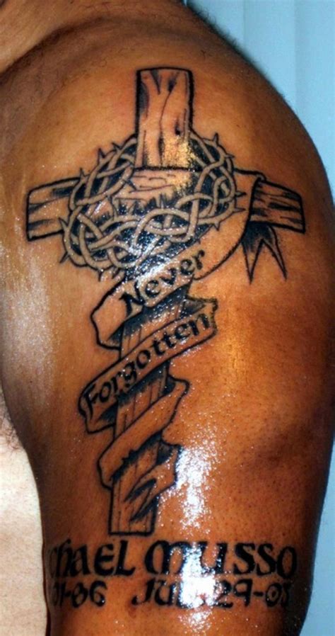 49 Nice Cross Shoulder Tattoos